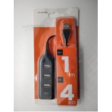 USB-хаб XD4 Hi Speed USB 2.0 чорний 4 порти з кабелем 40 см (XD4B) USB-хаб XD4 Hi Speed USB 2.0 чорний 4 порти з кабелем 40 см (XD4B)
