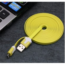 Кабель micro USB X38 резиновый, плоский 2м желтый Кабель micro USB X38 резиновый, плоский 2м желтый