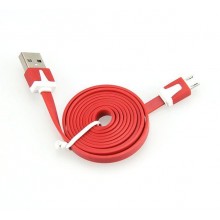 Кабель micro USB резиновый 1 метр, плоский красный Кабель micro USB резиновый 1 метр, плоский красный