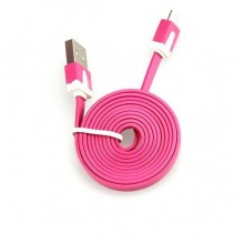 Кабель micro USB резиновый 1 метр, плоский розовый Кабель micro USB резиновый 1 метр, плоский розовый