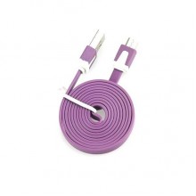 Кабель micro USB резиновый, плоский фиолетовый Кабель micro USB резиновый, плоский фиолетовый
