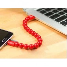 Кабель браслет Wearable Bracelet Charging Line в виде бусинок Red красный Кабель браслет Wearable Bracelet Charging Line в виде бусинок Red красный