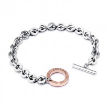 Браслет Forever Love You сталь 316L серебрянный с розовым