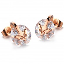 Серьги Zha Fox c цирконием Rose Gold розовое золото