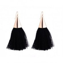 Серьги Zha Кисточки нить Black черные