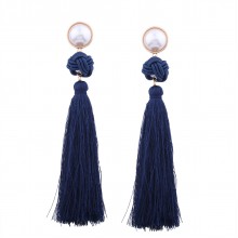 Серьги-кисточки с жемчугом Zha-133 Navy blue синие