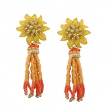 Серьги-кисти из бисера Zha-205 Zara желтые