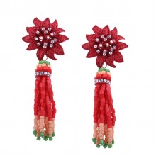 Серьги-кисти из бисера Zha-205 Zara красные