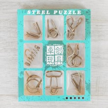 Головоломки Steel Puzzle  Набор из 9 штук Бирюзовый