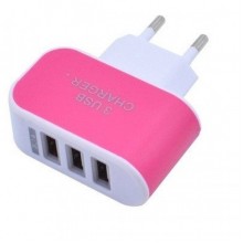 Зарядное устройство на 3 USB LANDFOX розовое